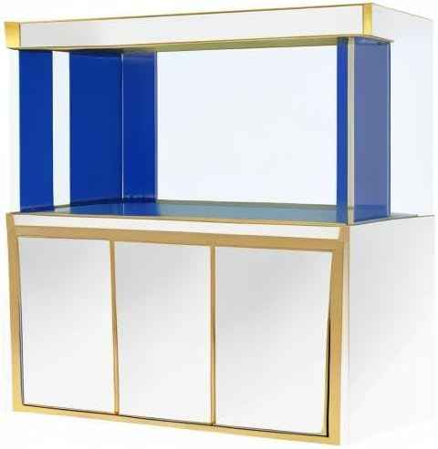 175 Gallon Glass Aquarium with Aluminum Cabinet - Including Sump for Filtration and Circulation, Plumbing, LED, White with Gold Trim