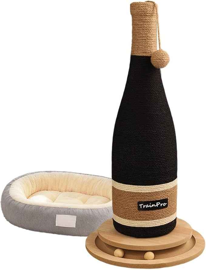 Premium Natural Hemp Cat Scratcher, Durable Scratching Post for Indoor Cats, Stable Climbing Pole, Furniture Protector, Kitten Play Tower, Activity Center with Bonus 20 X 15” Pet Bed