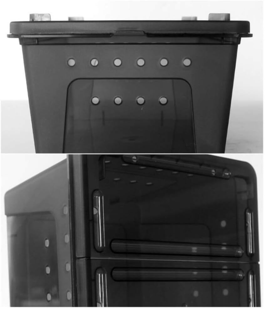 OMEM Portable Reptile Terrarium Habitat for Mini Pet Houses Breathable Holes Stackable Container (2PCS-Black-M) - FurryFun