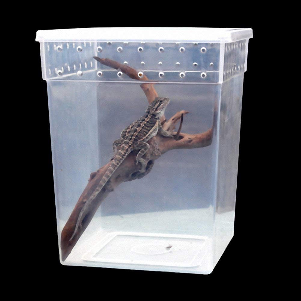 OMEM Portable Reptile Terrarium Habitat for Mini Pet Houses Breathable Holes Stackable Container (Extra H) - FurryFun