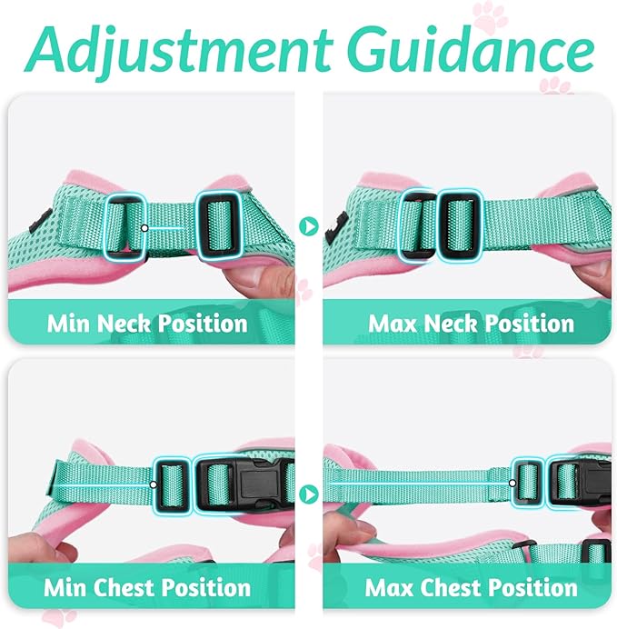 rabbitgoo Cat Harness and Leash for Walking, Escape Proof Soft Adjustable Vest Harnesses for Cats, Easy Control Breathable Reflective Strips Jacket, Green&Pink, S