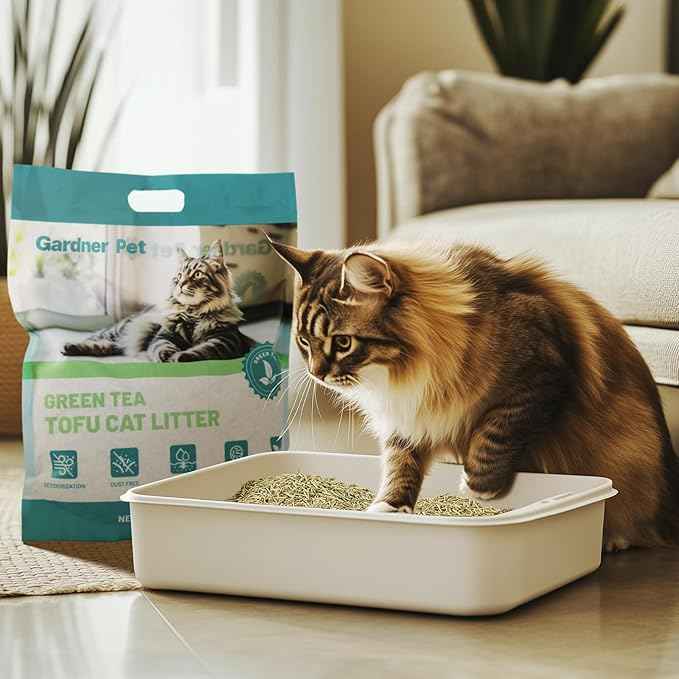 Gardner Pet Natural Tofu Cat Litter, Cat Litter with Green Tea Extract – Dust-Free, Fast Clumping, Flushable, and Odor Control for Multi-Cat Homes/6lbs x 6 Pack