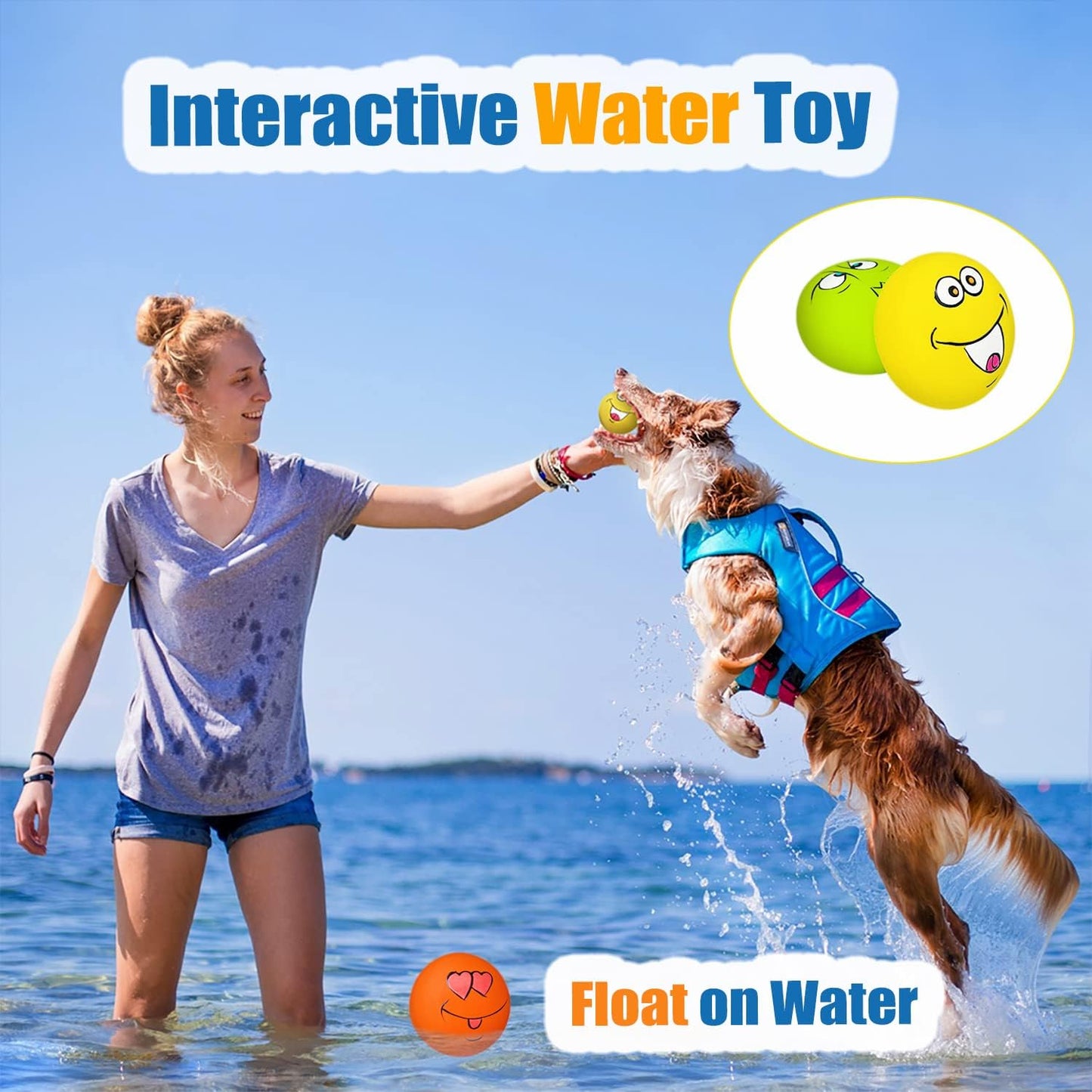 Latex Dog Squeaky Toys Rubber Soft Dog Toys Chewing Squeaky Toy Fetch Play Balls Toy for Puppy Small Pets 6pcs for Mini, Small Breeds, 2.28"*2.28"*1.30"