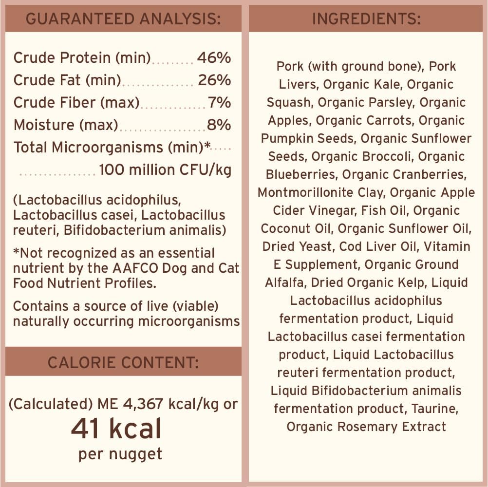 Primal Freeze Dried Raw Dog Food Nuggets, Pork, Complete & Balanced Meal, Also Use as Topper or Treat, Premium, Healthy, Grain Free, High Protein Raw Dog Food, 14 oz