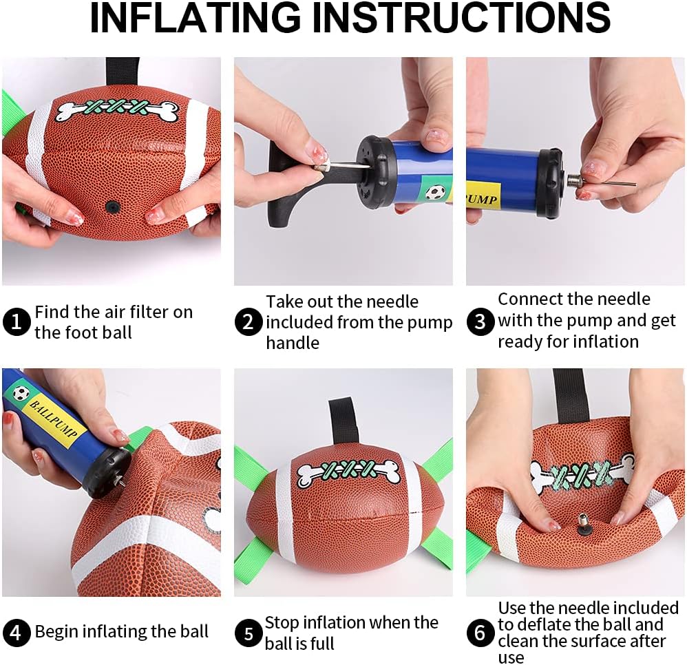 QDAN Dog Toys Football, Interactive Dog Toys for Tug of War,Superbowl Football Party Decorations Favor, Dog Water Toy, Durable Dog Balls for Small & Medium Dogs(8 inch)