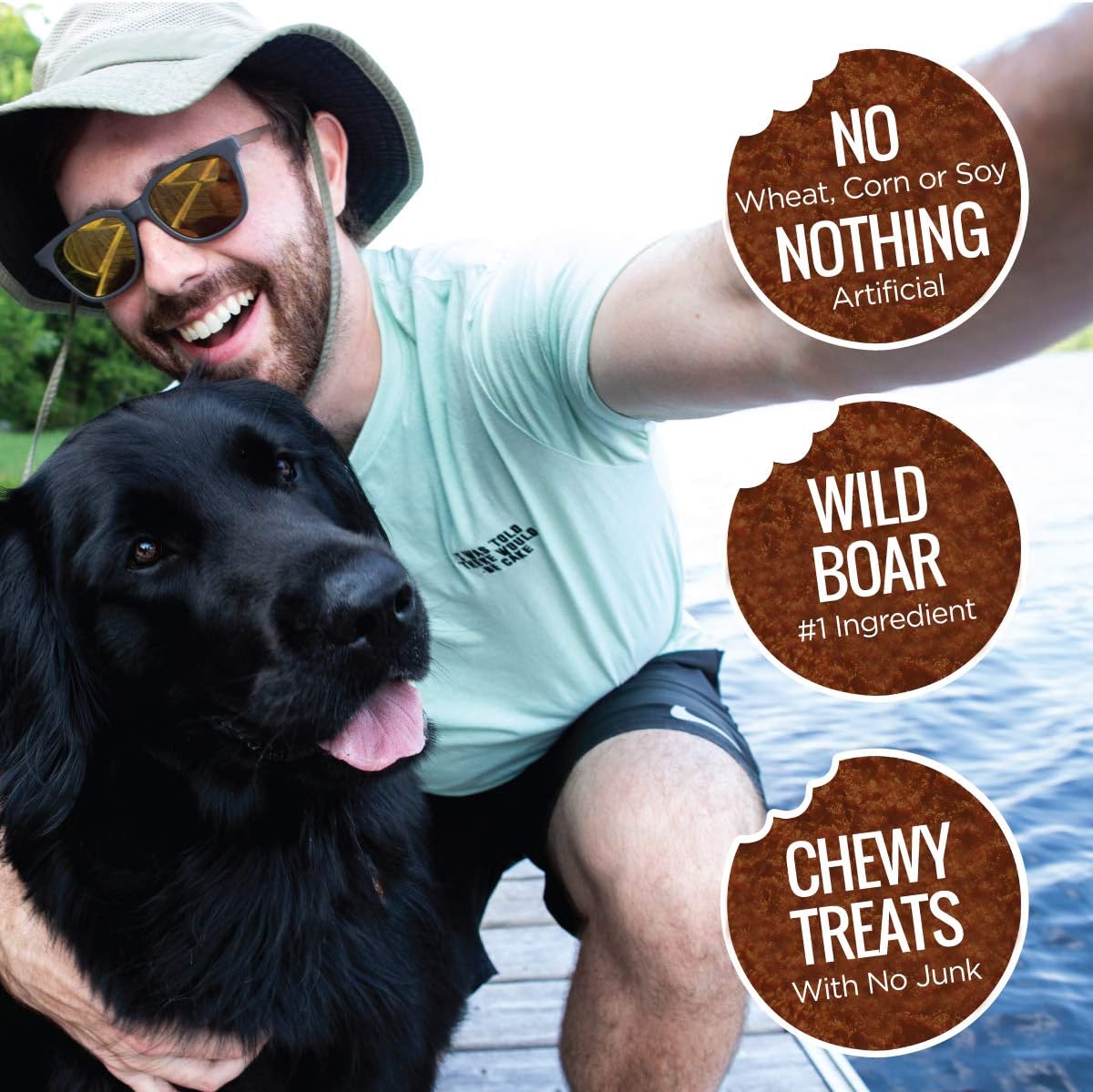 Smart Cookie All Natural Dog Treats - Wild Boar & Sweet Potato - Training Treats for Dogs with Allergies, Sensitive Stomachs - Soft Dog Treats, Chewy, Grain Free, Made in USA - 5oz Bag, Pack of 3