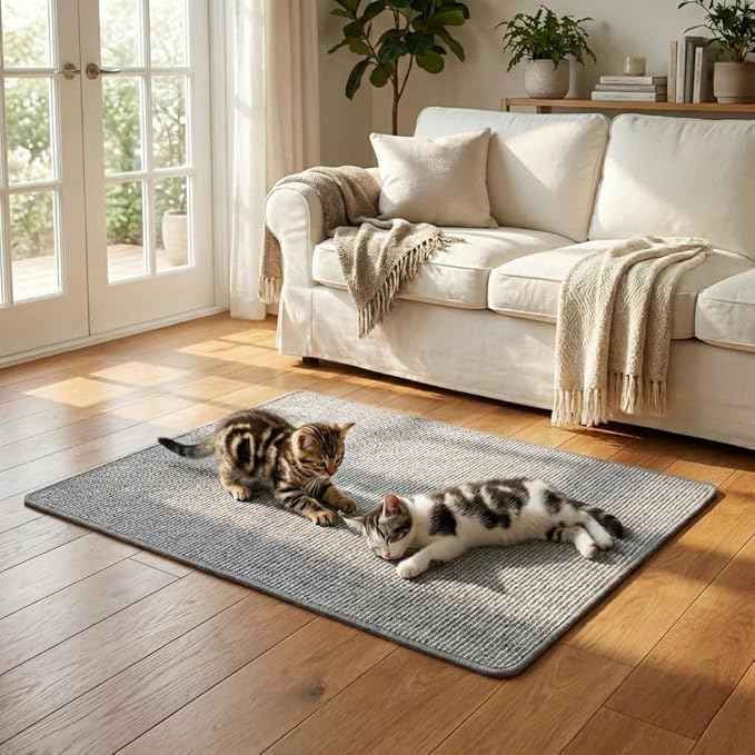Extra Large Cat Scratcher Mat (27.5" x 35.4"), Natural Sisal Cat Scratching Pad for Indoor Cats, Mess-Free Cat Scratch Rug & Cardboard Alternative, Couch & Furniture Protector