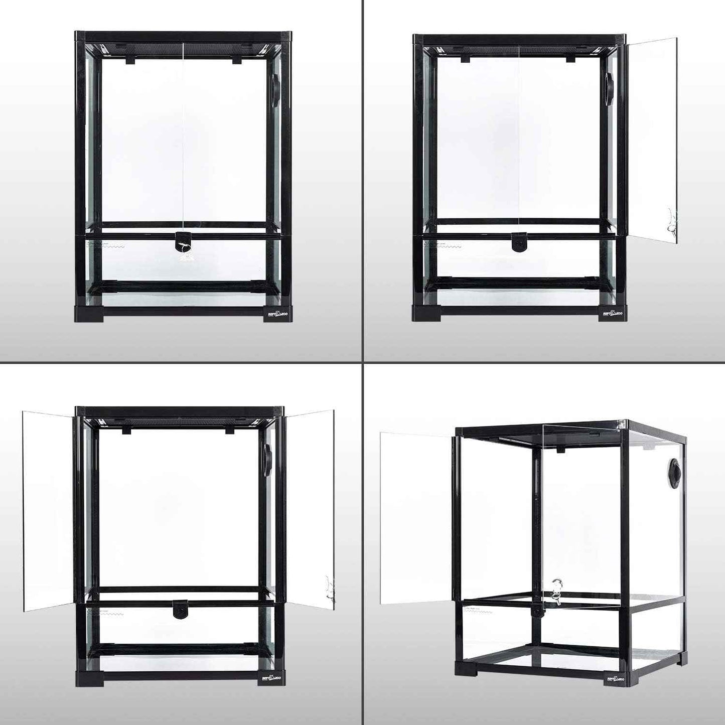 REPTI ZOO Reptile Glass Terrarium, 18" x 18" x 24" Knock-Down Reptile Habitat Tank with Double Hinge Door & Top Screen Ventilation and Side Mesh Ventilation, 30 Gallon Large Reptile Terrarium