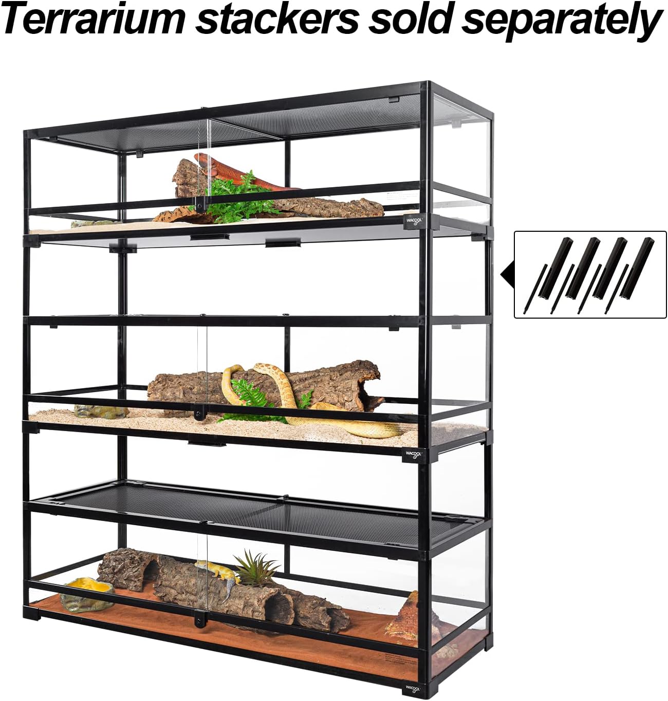 Large Reptile Tank 45 Gallon, 360°Full Vision Glass 48“ Long & 12” Low Reptile Terrarium with Top Mesh Lid for Tortoise Snake Ball Python - FurryFun