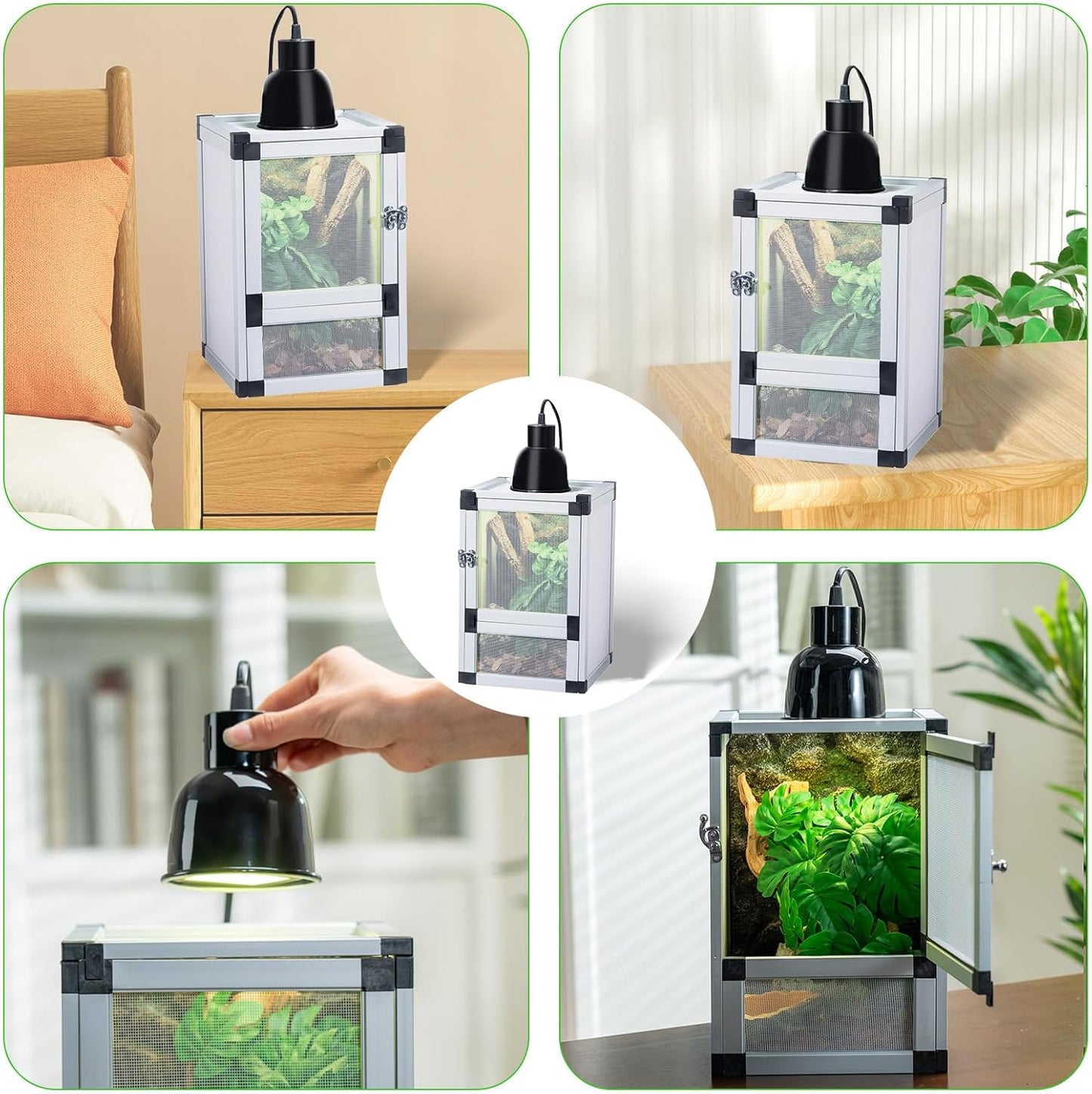 8" x 8" x 12" Bright White Reptile Cage, Rainforest Habitat with Screen Door, Ventilated Terrarium for Lizards, Frogs, Snakes, Easy Assembly - FurryFun