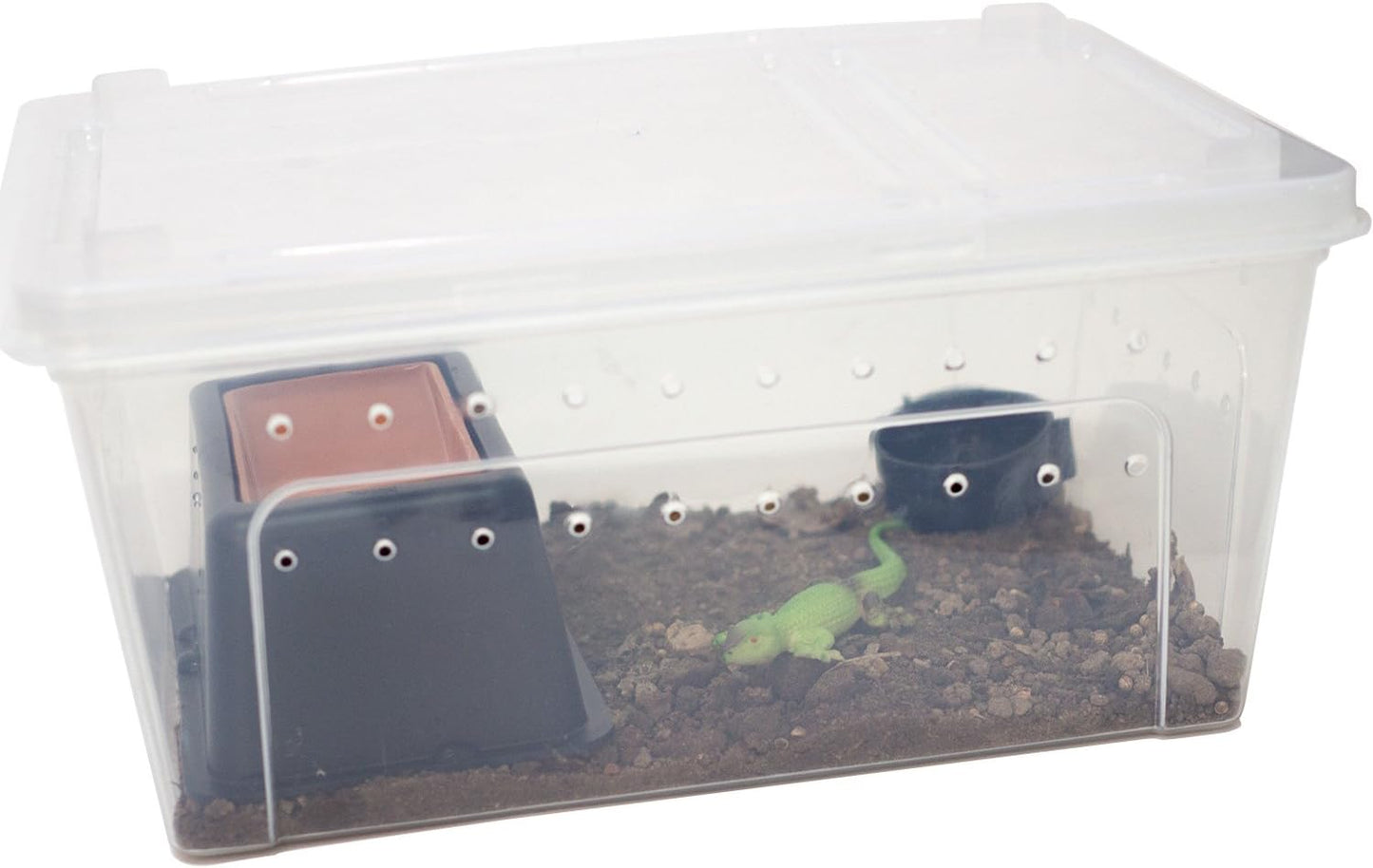 OMEM Portable Reptile Terrarium Habitat for Mini Pet Houses Breathable Holes Stackable Container (L) - FurryFun