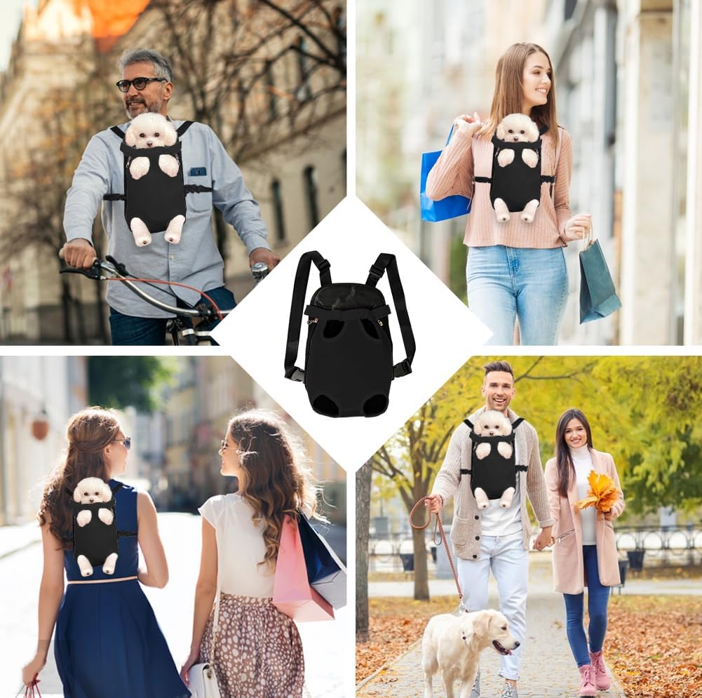 FEimaX Dog Carrier Backpack Pet Legs Out Front Cat Travel Bag, Adjustable Puppy Backpacks Carriers Hands-Free for Small Medium Dogs Cats Hiking Traveling Camping Daily Walking (X-Large, Black)