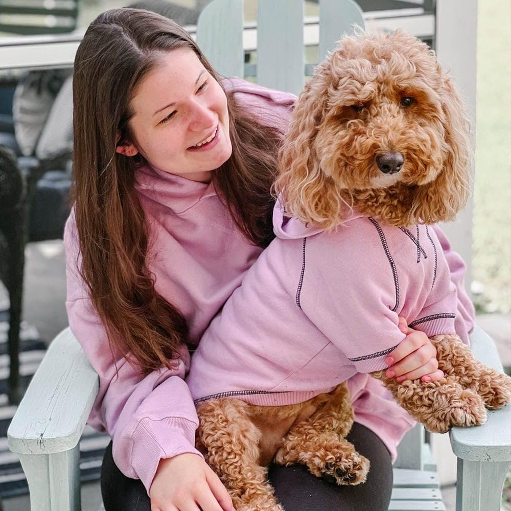 Blueberry Pet Essentials Soft & Comfy Better Basic Cotton Blend Dog Hoodie Sweatshirt in Pink Lilac, Back Length 20", Pack of 1 Jacket for Dogs