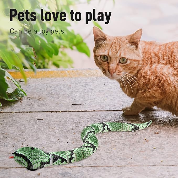 Cat Toys Interactive,Kitten Toys,Realistic Simulation Smart Sensing Snake Toy,USB Rechargeable,Automatically Sense Obstacles and Escape,Tricky for Indoor Cats Dogs(Green Snake)
