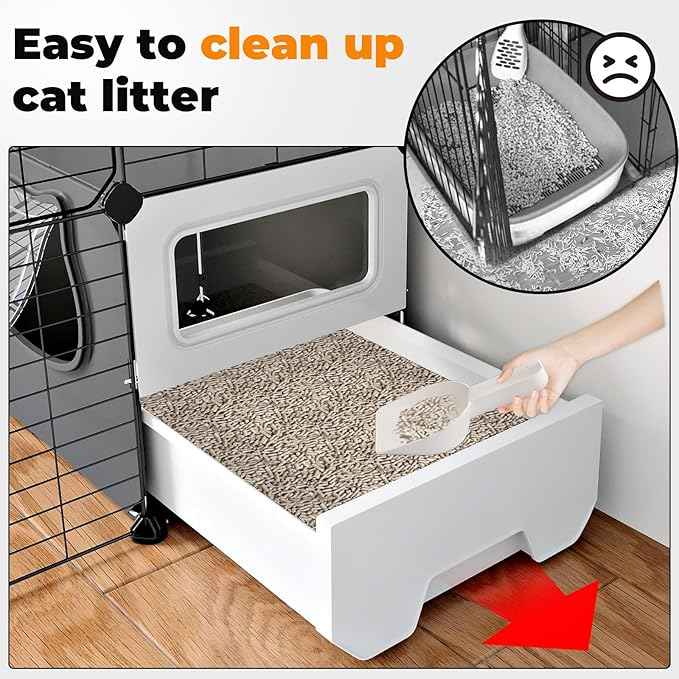 Oneluck Cat Cage with Litter Box,4-Tier DIY Enclosures Large Playpen Detachable Metal Wire Kennel Indoor Crate Large Exercise Place Ideal for 1-2 Cats (35" L x 28" W x 55" H)