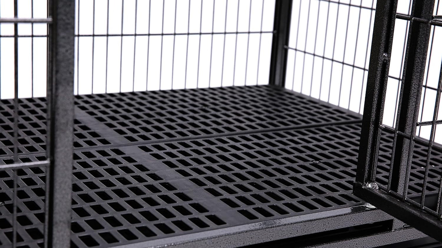 Homey Pet 37" Stackable Larger Heavy Duty Dog Cage w/Plastic Floor Grid, Open Top & Casters