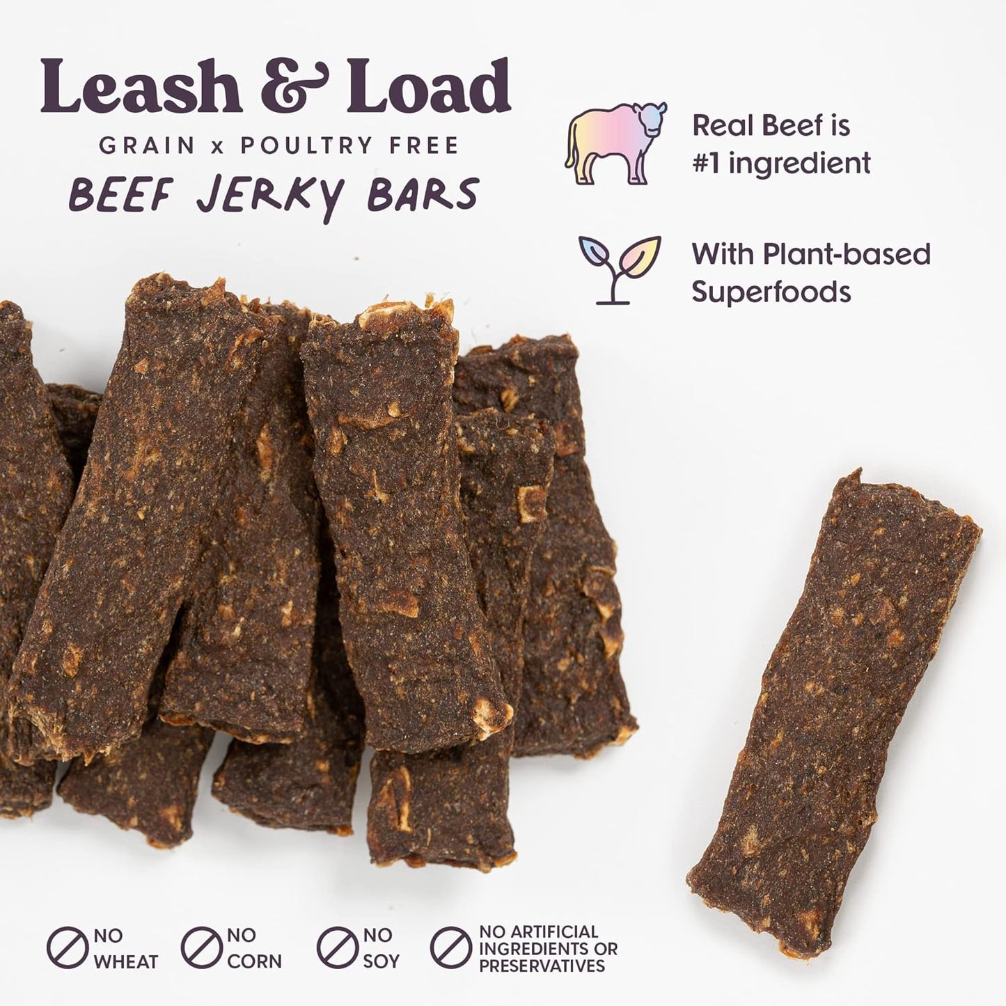 Bundle x Joy Dog Treats Jerky Snack Bars, Variety 3-16 oz Bags, Puppy & Dog Training Treats, Natural Superfood Grain Free Treat, Real Salmon, Chicken, Beef, Superfoods, Corn & Soy Free