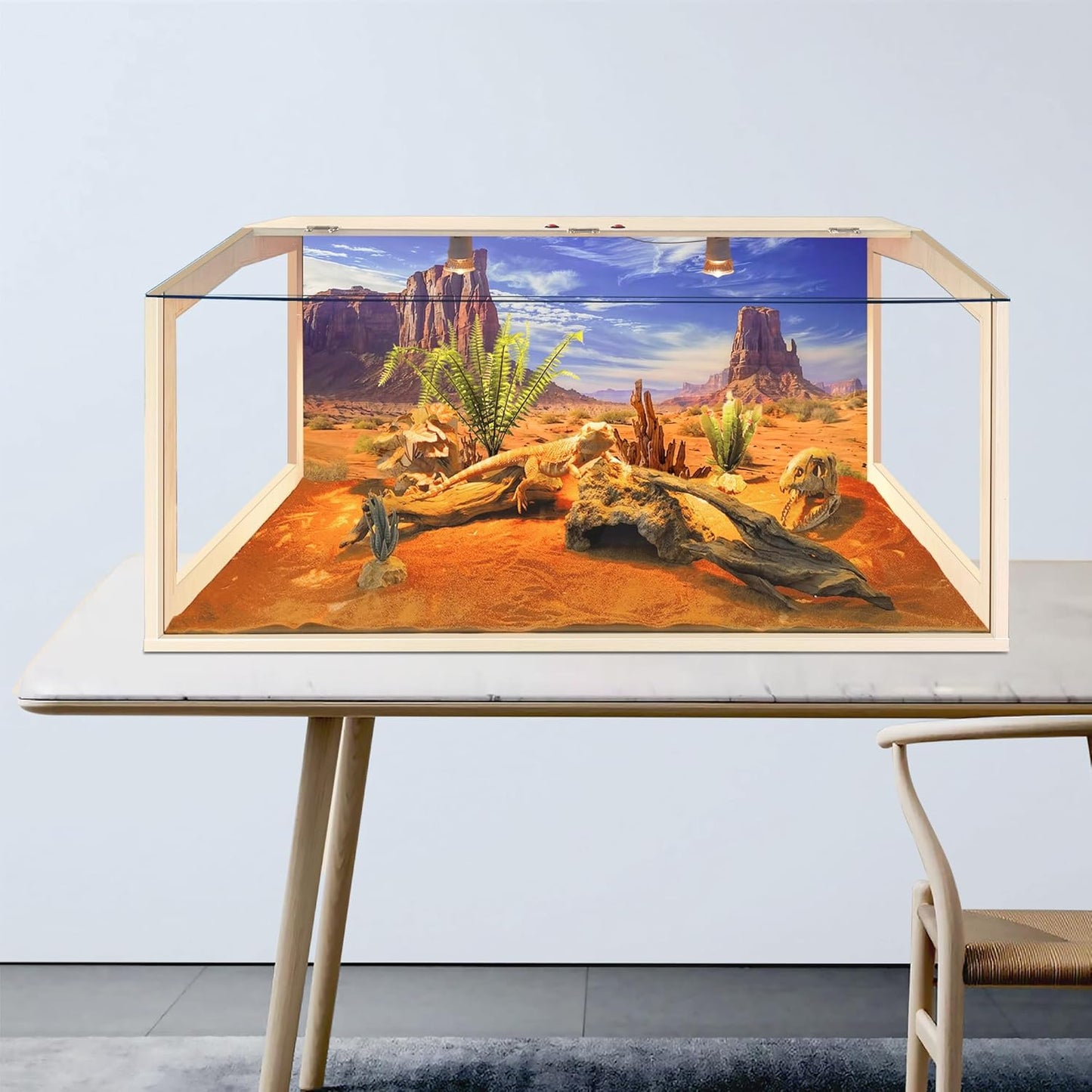 Prolee Bearded Dragon Tank, Reptile Enclosure, Snake Tank, Reptile Terrarium, Built-in Light Fixtures with Switch, (30 Gallon, 32" Long, Clear Acrylic Roof) - FurryFun