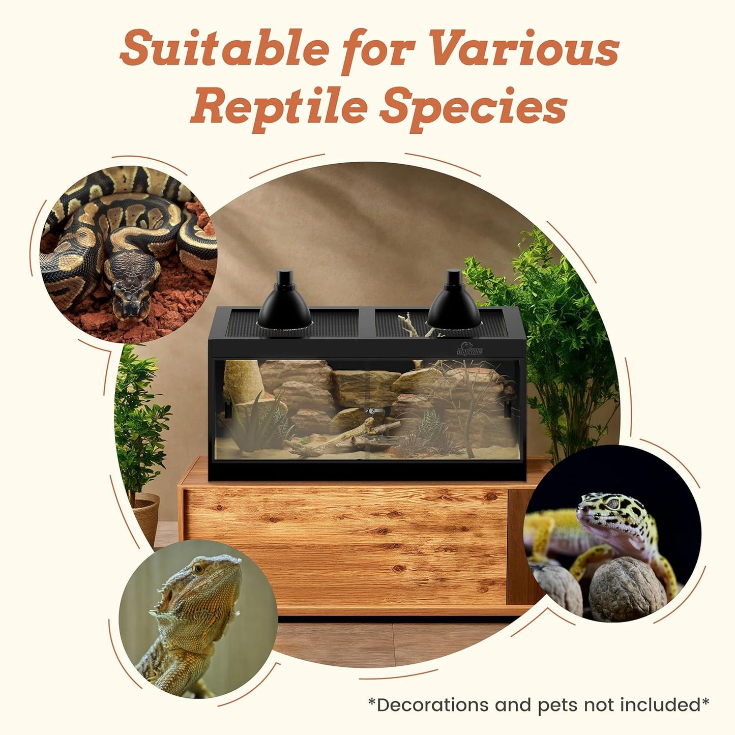 4x2x2 (120 Gallon) PVC Reptile Enclosure, RepWild Terrarium/Tank with Heavy-Duty Screen Top, Glass Sliding Doors & Lock for Bearded Dragons, Ball Python, Geckos, Lizards - FurryFun