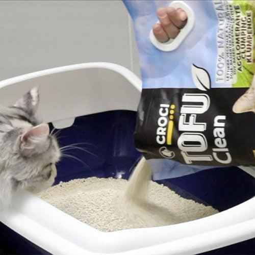 Croci Tofu Clean Litter 6L - Clumping Cat Litter, Biodegradable, flushes Down The Toilet, 100% Vegetable, Long Lasting Anti-Odor Sand