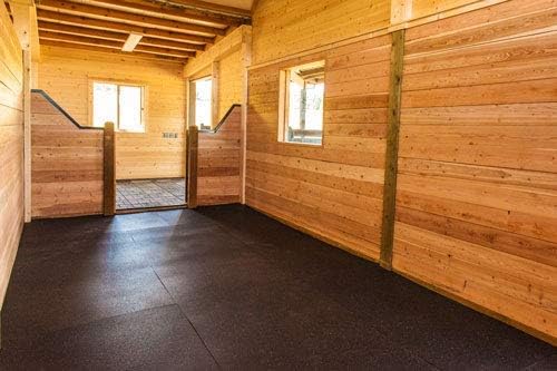 American Floor Mats - Heavy Duty Stall Tiles - Stable/Horse Tiles - Thick, Durable Rubber Flooring Solid Black 1 Center Tile 3/8" Thick