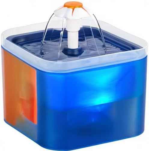Cat Water Fountain Blue Flower: Cat Fountain Cute - 67oz/2L Small Pet Water Fountain - for Kitten&Kitty& Small Dogs