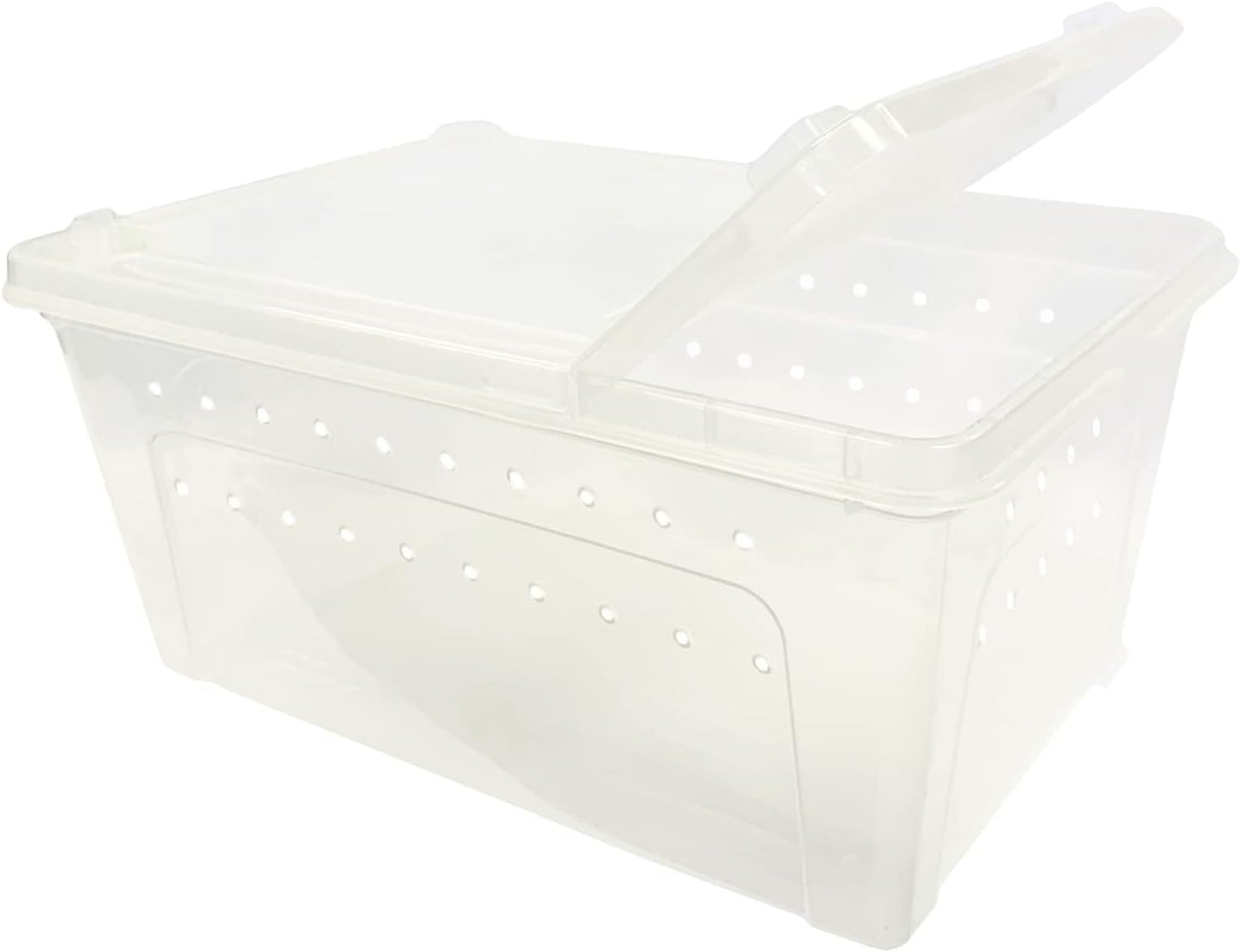 Happy Habitat (Medium - 2 Pack)- Ventilated Enclosure & Breeder Box - for Live Feeder Insects, Reptiles, Amphibians & Other Small Pets - Durable Plastic Portable Terrarium - FurryFun