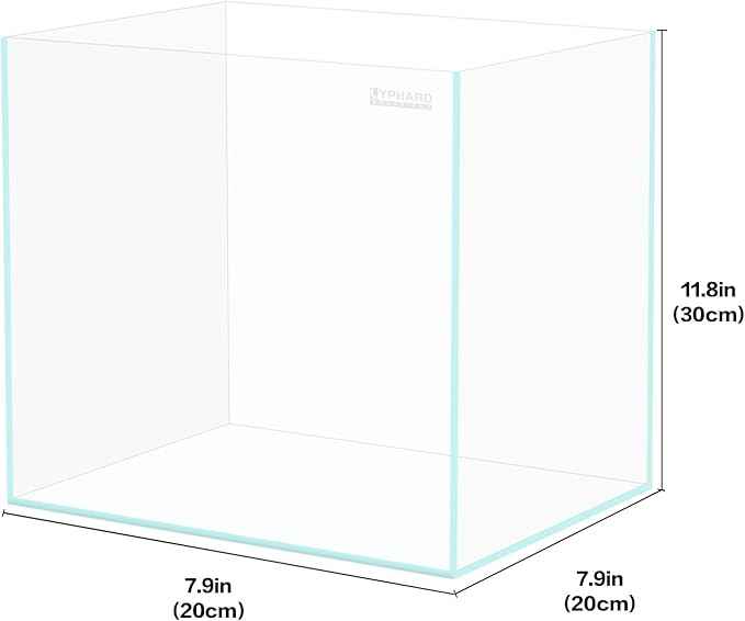 LYPHARD AQUARIUMS Tall Rimless Aquarium 3 Gallon, Ultra Clear Low Iron Nano Fish Tank for Betta, L7.9×W7.9×H11.8 Glass Thickness 5mm with EVA Foam Leveling Mat