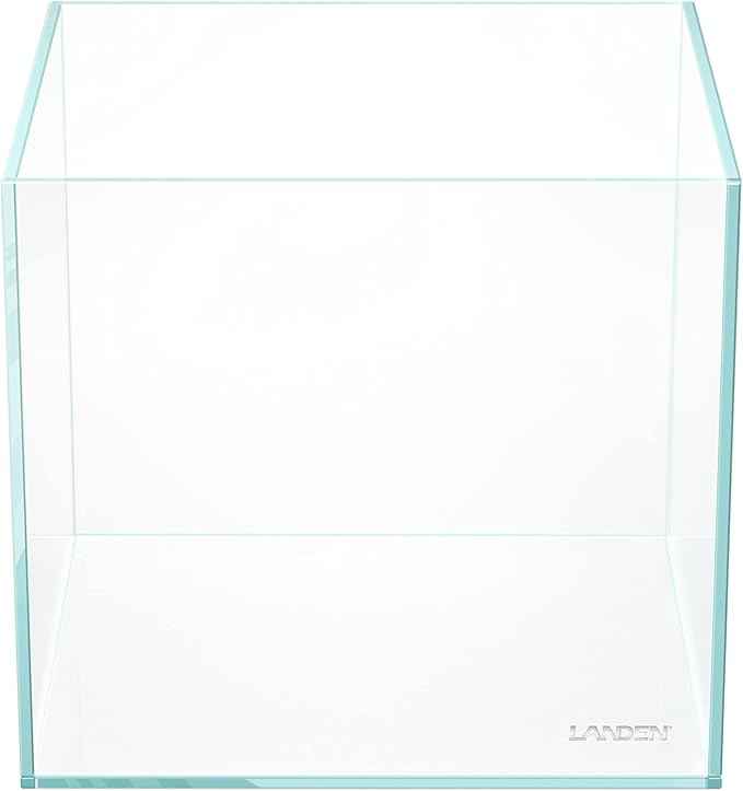 LANDEN 20C 2 Gallon Cube Rimless Low Iron Clear Aquarium Tank, All Glass Aquarium,Small Betta Fish Tank,W7.8×D7.8×H7.8 in(20x20x20cm) 5mm Thickness with Nano Foam Leveling Mat