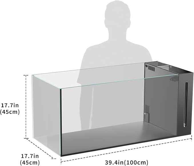 Ultra Clear Rimless Aquarium Tank gallons Low Iron Glass Side Filtration + Anti-Jumping net (50Gal)