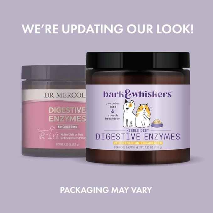 Bark & Whiskers Digestive Enzymes - Supports Kibble Digestion - Veterinarian Formulated - for Dogs & Cats - Non-GMO - 4.23 oz (120 g) - 150 Scoops