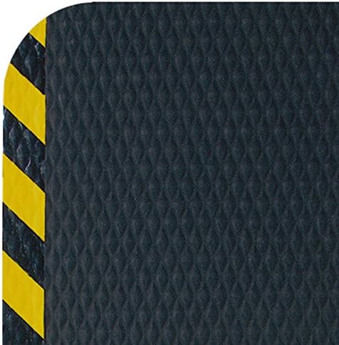 American Floor Mats Hog Heaven 5/8 inch Black & Yellow Border 3' x 8' Nitrile Backed Anti-Fatigue Comfort Mat