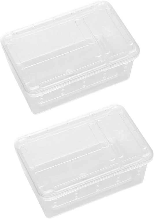 OMEM Portable Reptile Terrarium Habitat for Mini Pet Houses Breathable Holes Stackable Container (2PCS-XS) - FurryFun