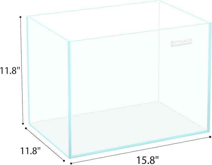 LYPHARD AQUARIUMS 9.5 Gallon Rimless Aquarium, Ultra Clear Glass Low Iron Small Fish Tank for Betta, L15.7×W11.8×H11.8 Inches Thickness 5mm with EVA Foam Mat Included