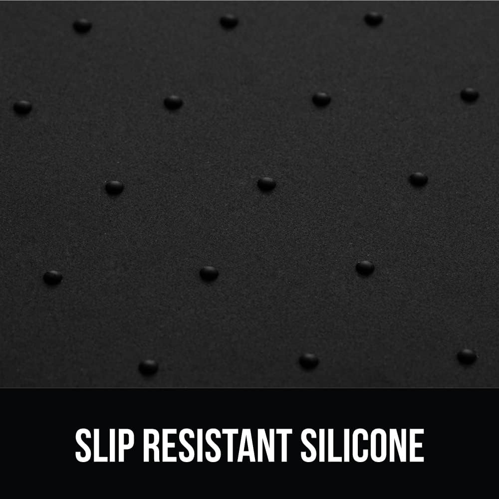 GORILLA GRIP 100% Waterproof Raised Edge BPA Free Silicone Pet Feeding Mat, Dog Cat Food Mats Contain Spills Protects Floors, Placemats for Cats and Dogs Water Bowl, Pets Accessories 23x15 Black