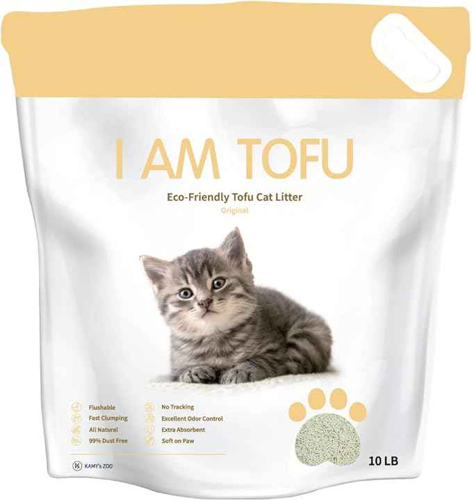 I AM TOFU - Tofu Cat Litter, Natural Flushable Extra Clumping Pellet Litter, 10LB x 3 (Charcoal 2 & Original 1)
