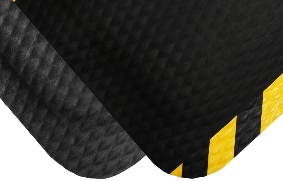 American Floor Mats Hog Heaven 5/8 inch Black & Yellow Border 5' x 10' Nitrile Backed Anti-Fatigue Comfort Mat