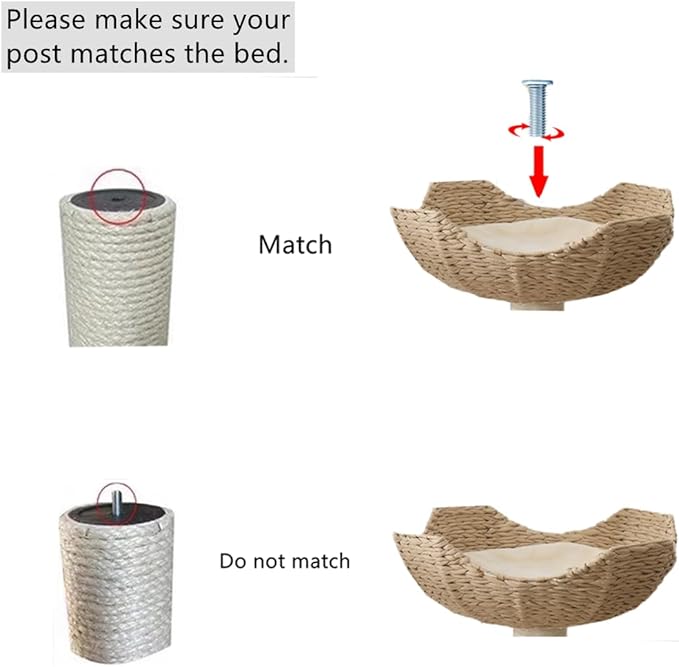 SHENGOCASE 18" Large Cat Tower Tree Add ons Accessories Replacement Part Basket Bed, Handwoven Wicker Rattan Nest Bowl with Soft Cushion