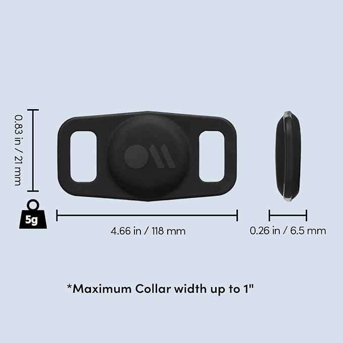 Case-Mate 2 Pack Airtag Dog Collar Holder - Durable, Water Resistant, Lightweight, and Protective Airtag Holder Tag - Easy to Insert Pet Collar Air Tag Loop - Compatible with Cat/Dog Collars - Black