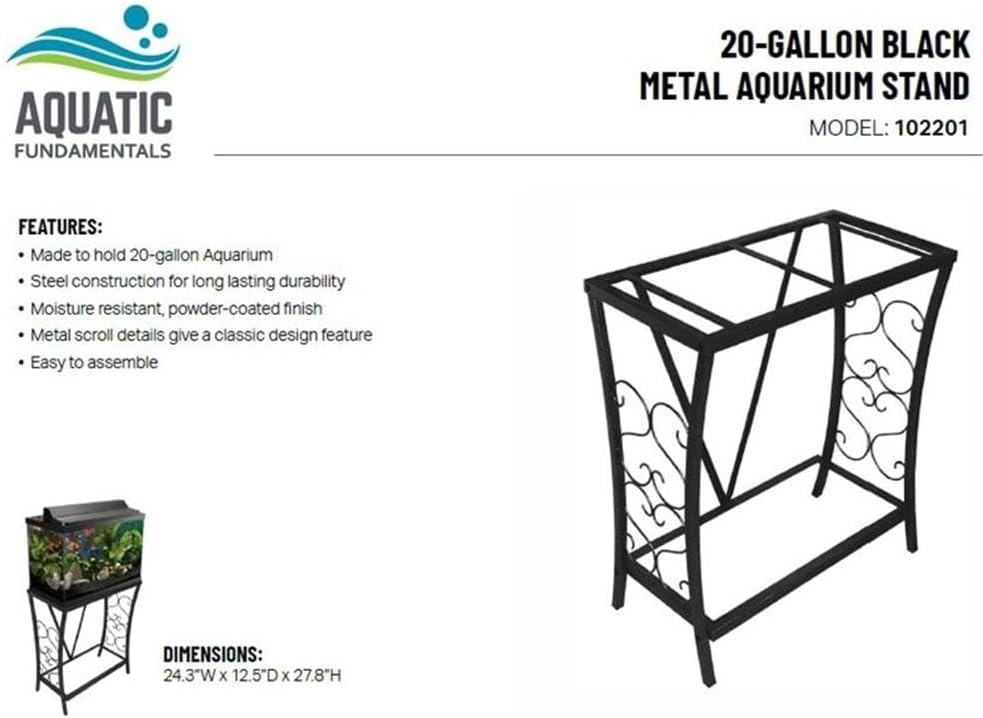 Contemporary 20 Gallon Metal Aquarium Stand in Black