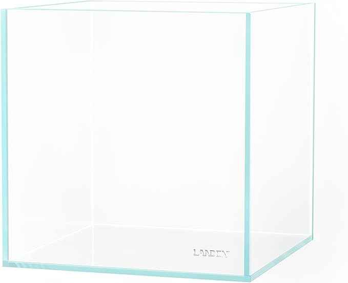 LANDEN 20C 2 Gallon Cube Rimless Low Iron Clear Aquarium Tank, All Glass Aquarium,Small Betta Fish Tank,W7.8×D7.8×H7.8 in(20x20x20cm) 5mm Thickness with Nano Foam Leveling Mat