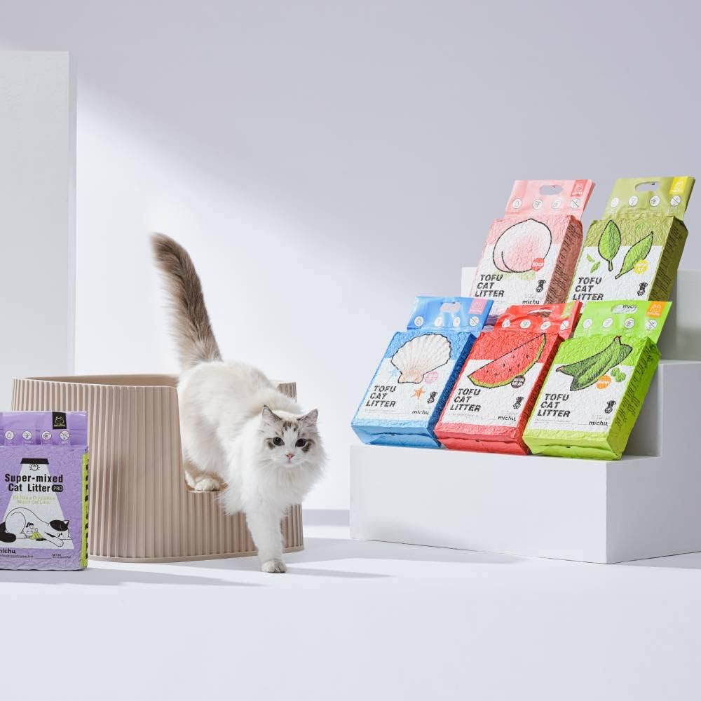 Tofu Cat Litter Natural Clumping Tofu Cat Litter 5.5lb/88oz 5 Scents (Original + Mixed, 2 Pack)