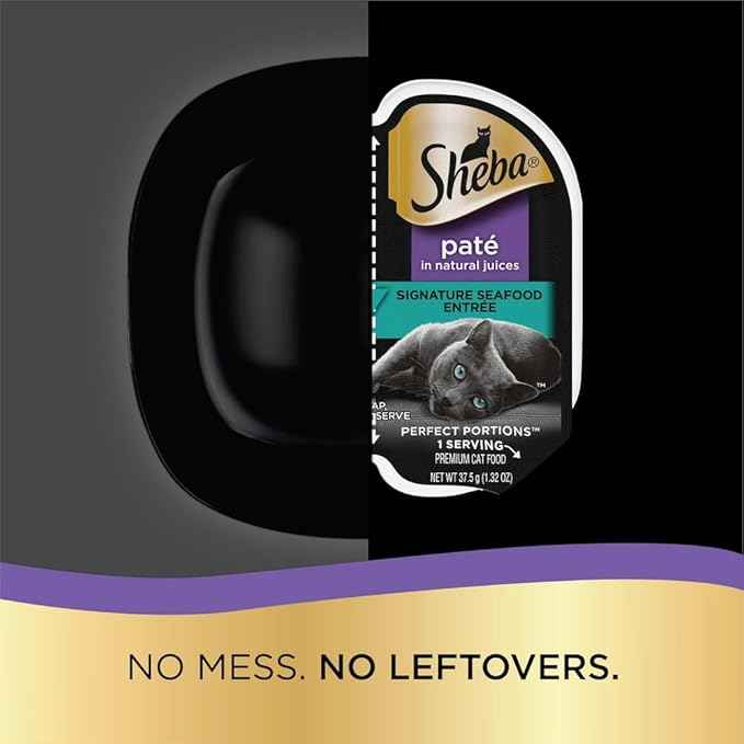 Sheba Perfect Portions Wet Cat Food Pate with Sustainable Salmon, Signature Seafood Entree, and Tender White Fish and Tuna Entree Variety Pack, 2.6 oz. Twin Pack Trays (24 Count, 48 Servings)