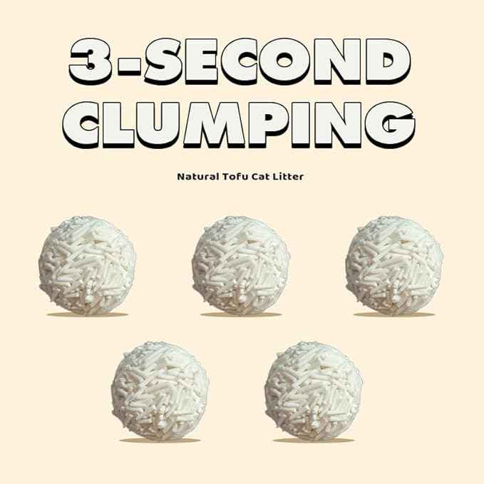 Happy&Polly Tofu Cat Litter - Clumping Flushable Cat Litter, 100% Natural Food-Grade Ingredients, Ultra Absorbent, Dust-Free, Low Tracking, Lightweight and Eco-Friendly Tofu Litter(5.5lb×3 Bag)