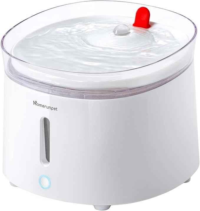 Homerunpet Cat Water Fountain Porcelain-Tray, Wireless Self-Cleaning Pump, Ultra Quiet 20dB Pet Water Dispenser for Cats and Dogs, Easy-to-Clean 2L/68oz with Smart LED and 4-Stage Filtration