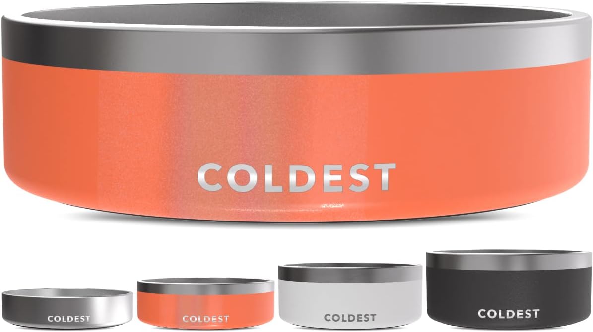 Coldest Dog Bowl - Anti Rust Metal, Non Slip, 3 Layers Insulated Stainless Steel Dog Bowls - Spill Proof & Heavy Duty - Water Bowl for Dogs, Cats & Pets, Dish Washer Safe (42 oz,Candy Red Glitter)