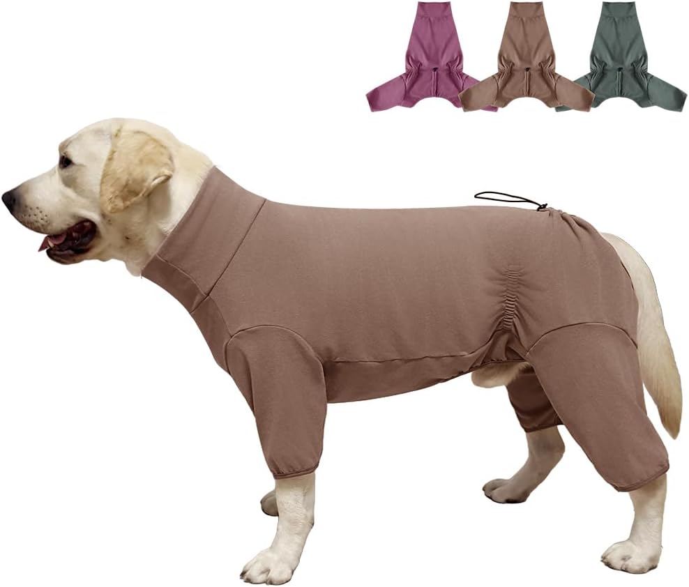 Dog Pyjamas PJS Sweater Clothing and Home Clothing Suitable for Medium to Large Breeds of Dogs, Dog Neutering Suits, Extra-Large Stretch Fabric, Four-Legged Clothe (Thickened Coffee, 5XL)
