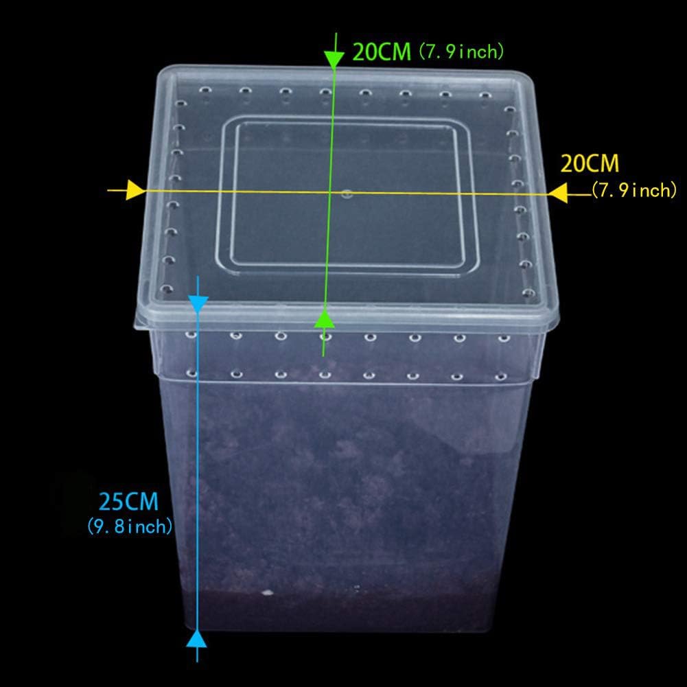 OMEM Portable Reptile Terrarium Habitat for Mini Pet Houses Breathable Holes Stackable Container (Extra H) - FurryFun