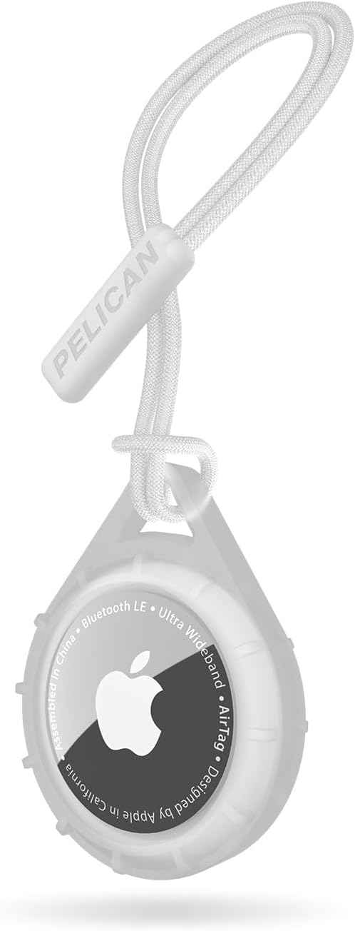 Pelican Protector AirTag Holder - AirTag Keychain w/Rugged Strap Loop [Impact Resistant] [Travel Essentials] - Protective Air Tag Case for Dog Collar, Backpack, Keys, Luggage - Clear