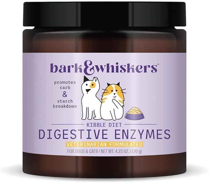 Bark & Whiskers Digestive Enzymes - Supports Kibble Digestion - Veterinarian Formulated - for Dogs & Cats - Non-GMO - 4.23 oz (120 g) - 150 Scoops